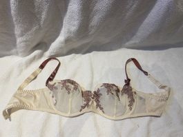 Aubade BH, Beige mit Spitze, Grösse 95 E, Top Zustand!