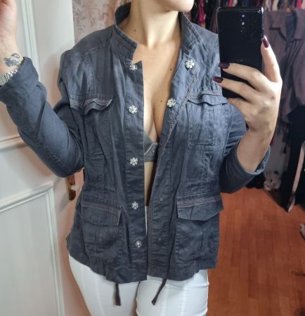 Dunkelgraue Jacke Oui Moments – lässig, Größe 44