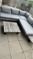 Lounge Set Holz mit grauen Polstern gebraucht