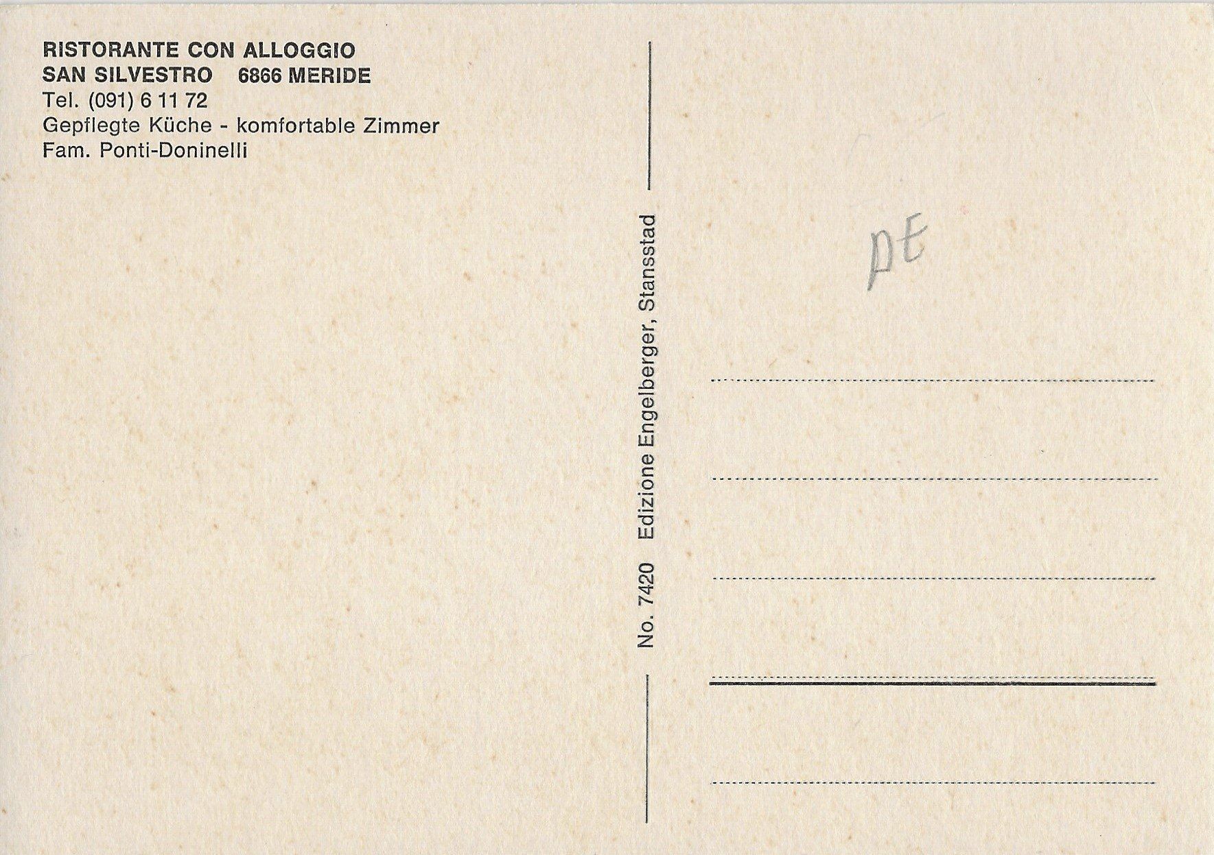 Cartoline postali: Meride, Ristorante San Silvestro – Usato da Frauenfeld venduto da Merk52 1