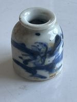 Miniatur Vase  blau weiss handbemalt(S14)