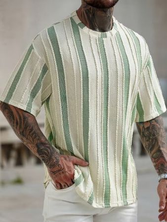 NEUES Herren Strick - Shirt Beige-Grün Gr. M - 226037