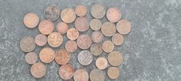 Lot de pieces suisses 1 et 2 Rappen, centimes.