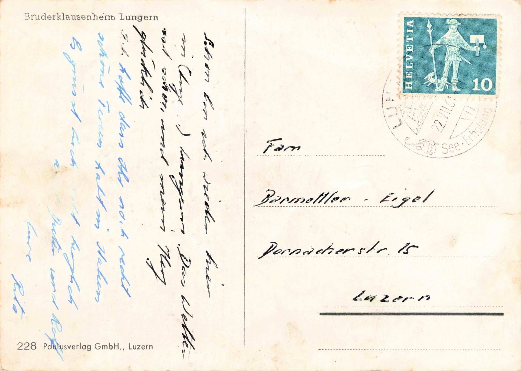 Cartoline postali: Bruderklausenheim Lungern G – Usato da Biasca venduto da Blenio71 1