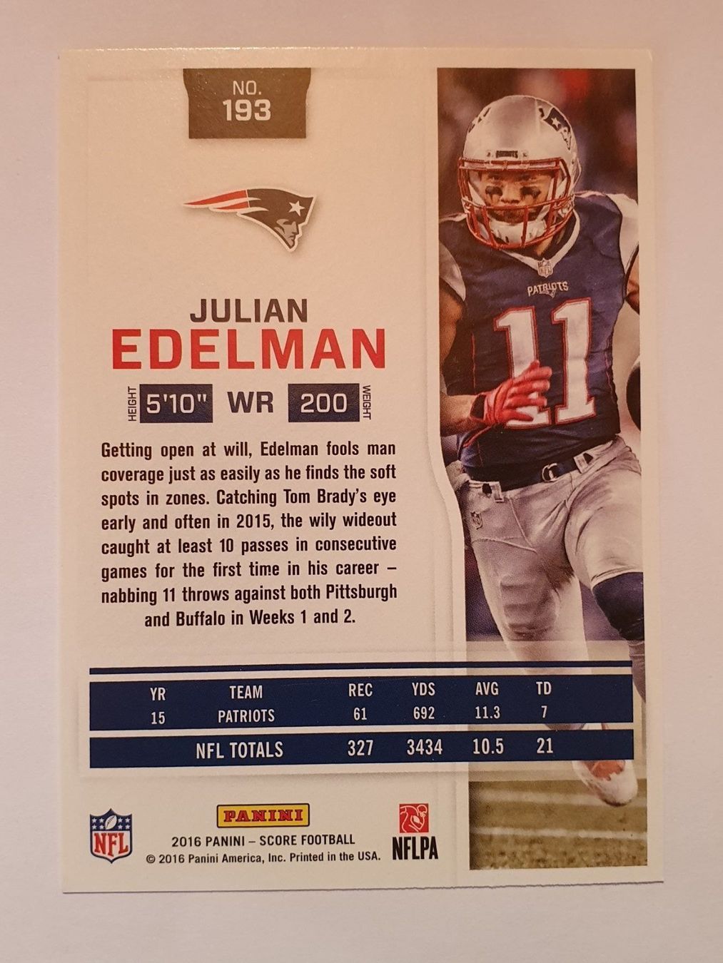 Panini Cartes à collectionner: Edelman Patriots NFL Panini 2016 Score – D'occasion à Oberdorf BL par BaldenEagle 1