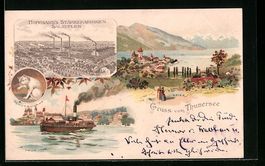 Litho Spiez, Totalansicht mit Thunersee,