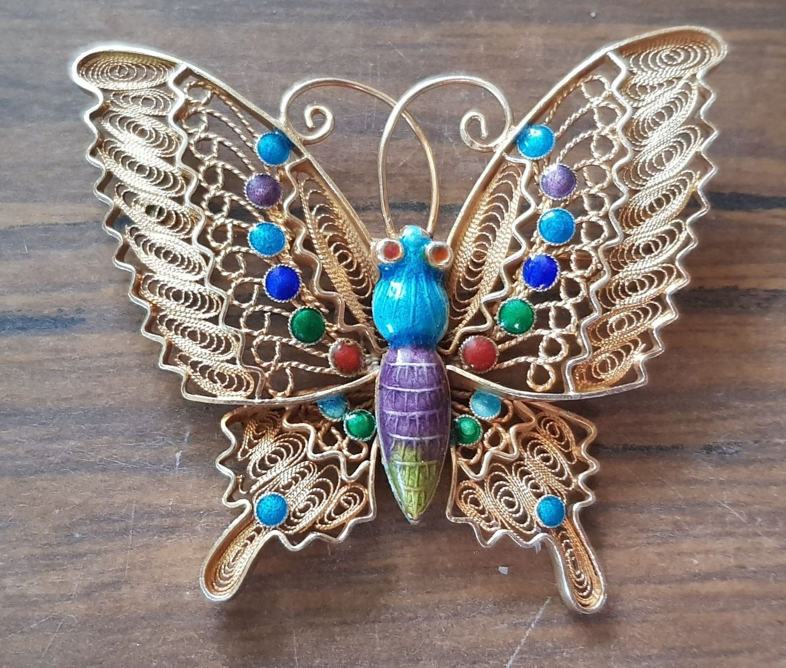 Spille & Fermagli: Brosche Schmetterling Silber vergoldet – Usato da Mörschwil venduto da wunderkiste44 5
