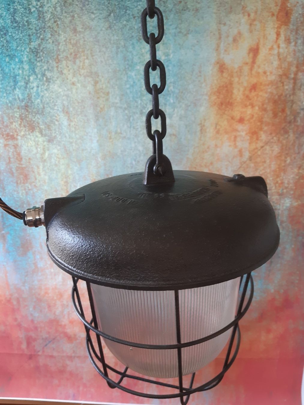 Lampade: Restaurierte grosse schwere Bunker Lampe – Usato da Winterthur venduto da lampenretter 2