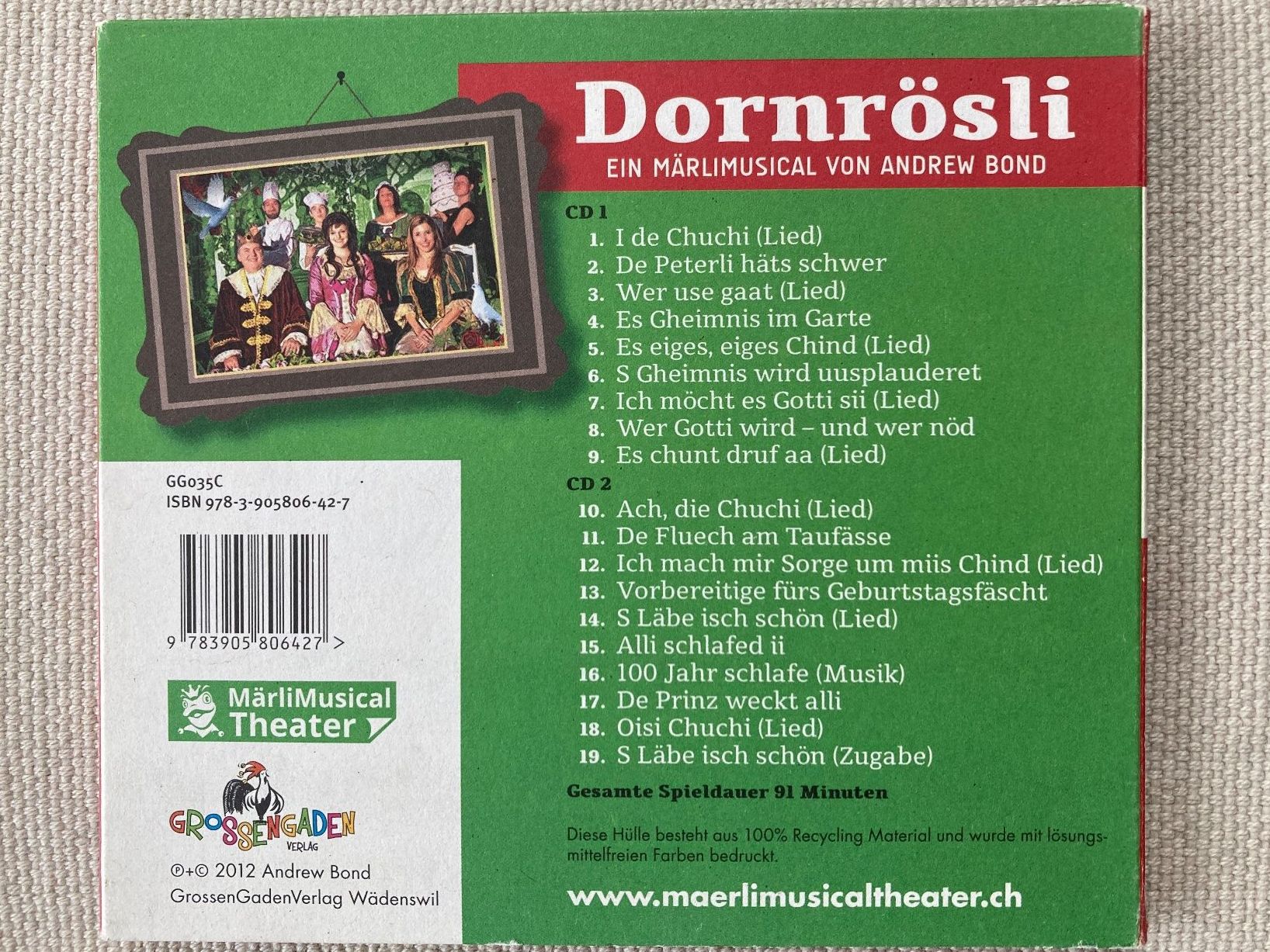 CDs: CD, Dornrösli, Ein Märlimusical von Andrew Bond, Doppel-CD – Gebraucht aus Baden von Yoyo1 1