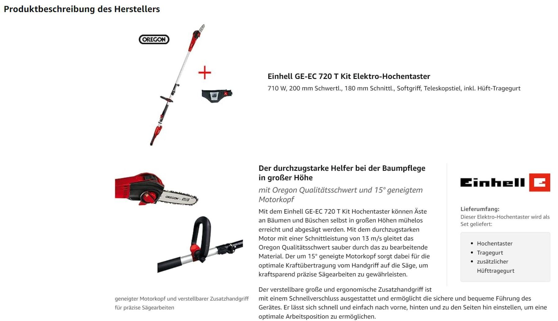 Einhell Seghe: Einhell Elektro-Hochentaster  GE-EC 720 T Kit – Usato da Henggart venduto da Alwin8 7