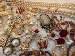 Schmuck Set / Lot Red Romantic – 30 Artikel – Vintage