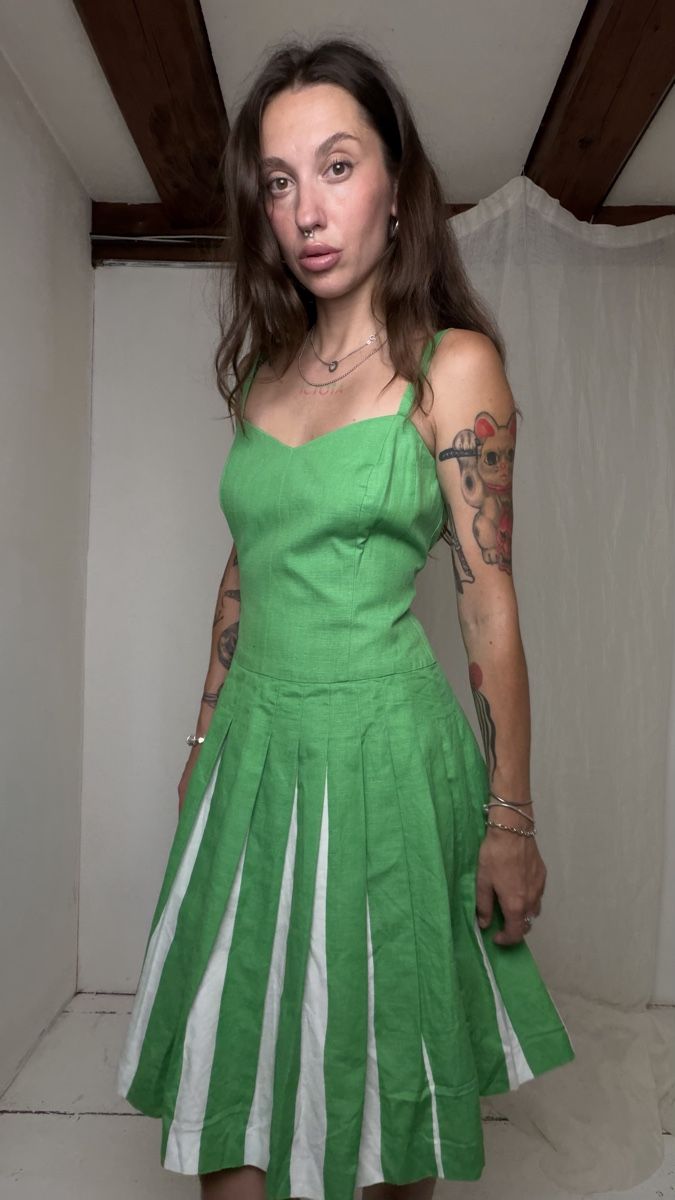 Kleider: Green linen blend dress – Gebraucht aus Knonau von Grapesvintage 5