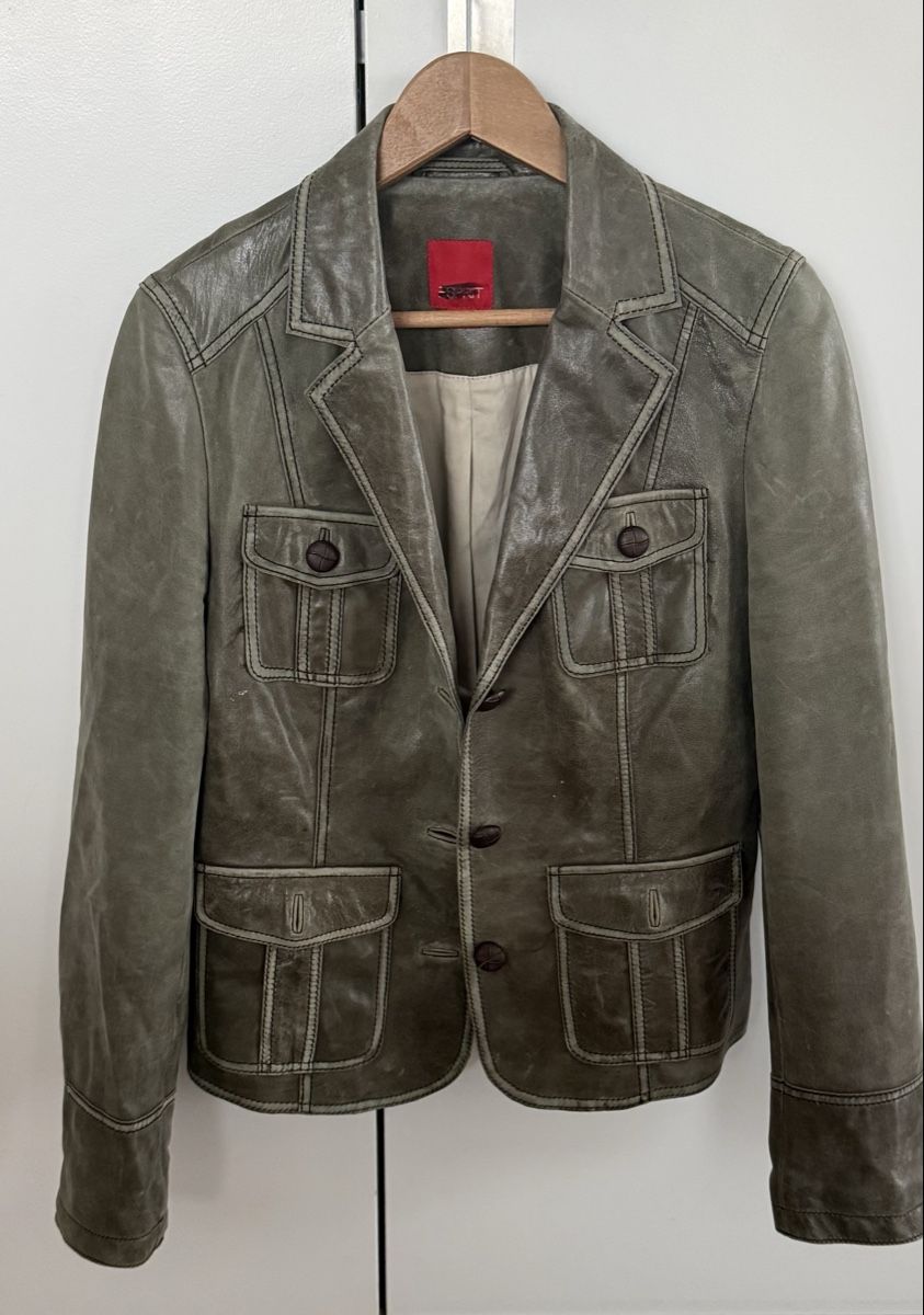 Esprit Giacche: Esprit Leather Jacket - olive green, size M, spring! – Usato da Buchs AG venduto da sxf96