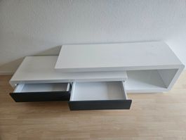 TV-Möbel weiss schwarz mit zwei Schubladen gebraucht