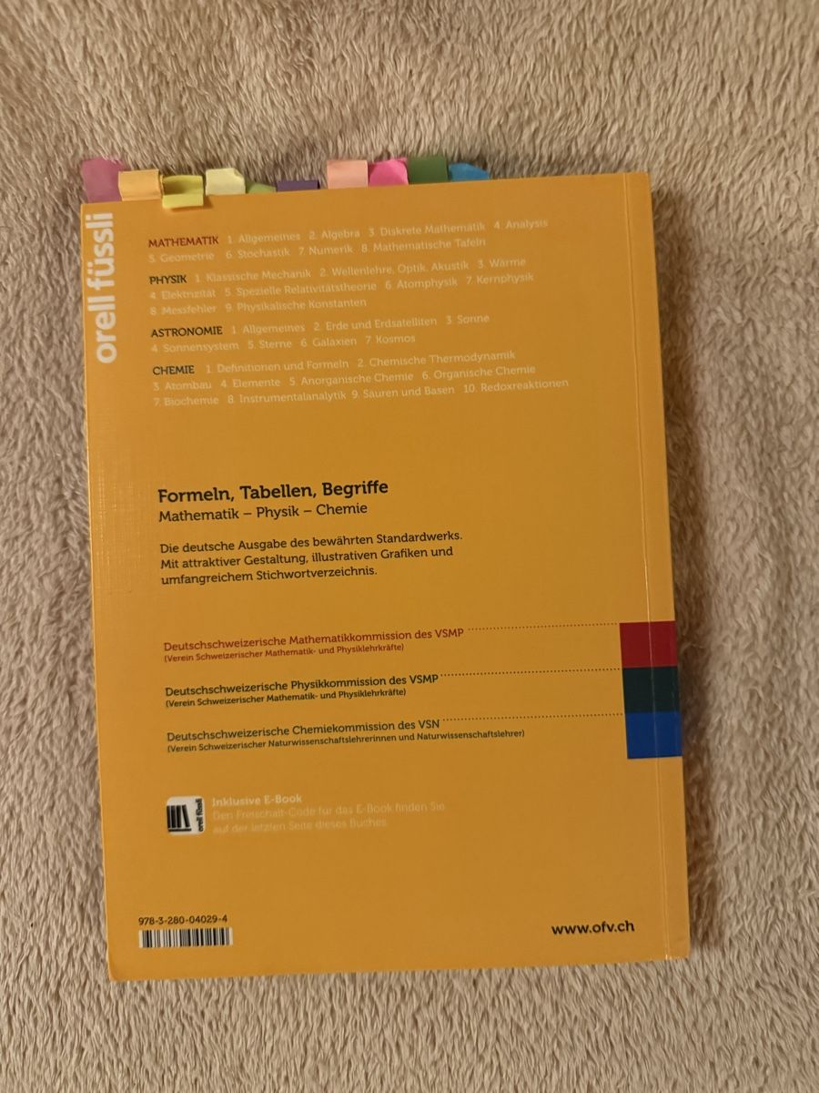 Libri: Formeln Tabellen Begriffe Mathematik Physik Chemie – Usato da Bolligen venduto da lee_orange 1