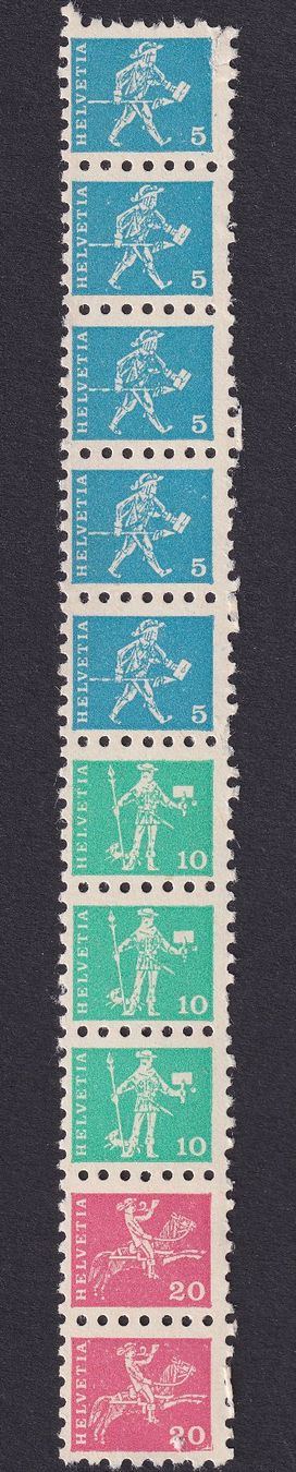 Tutti i francobolli: 1960, Kindermarken, 10er-Streifen - Rollenmarken – Usato da Sursee venduto da Luzernerraute