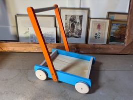 Lauflernwagen Holz blau orange Holz