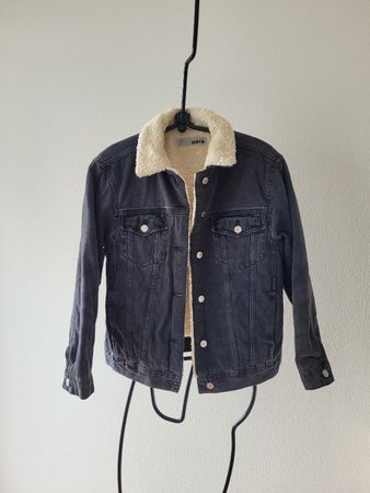 Topshop Teddyfell Jeansjacke Gr. 34