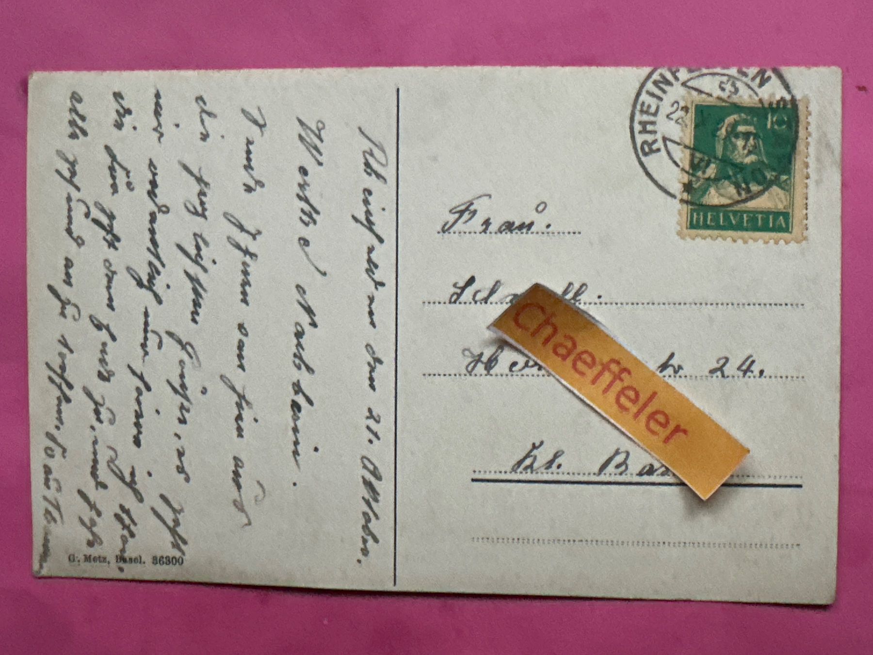 Cartoline postali: 1929 Rheinfelden, Sanatorium – Usato da Zürich venduto da Chaeffeler 1