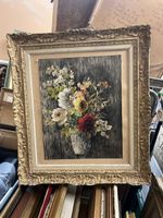 Tableau de fleurs signé encadré vintage…