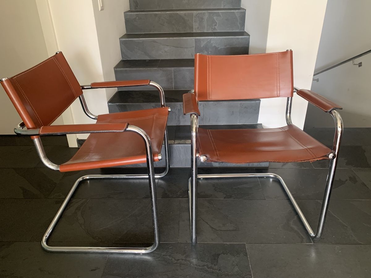 Breuer Poltrone: 2 Freischwinger Marcel Breuer Cognac Leder – Usato da Jona venduto da Lips