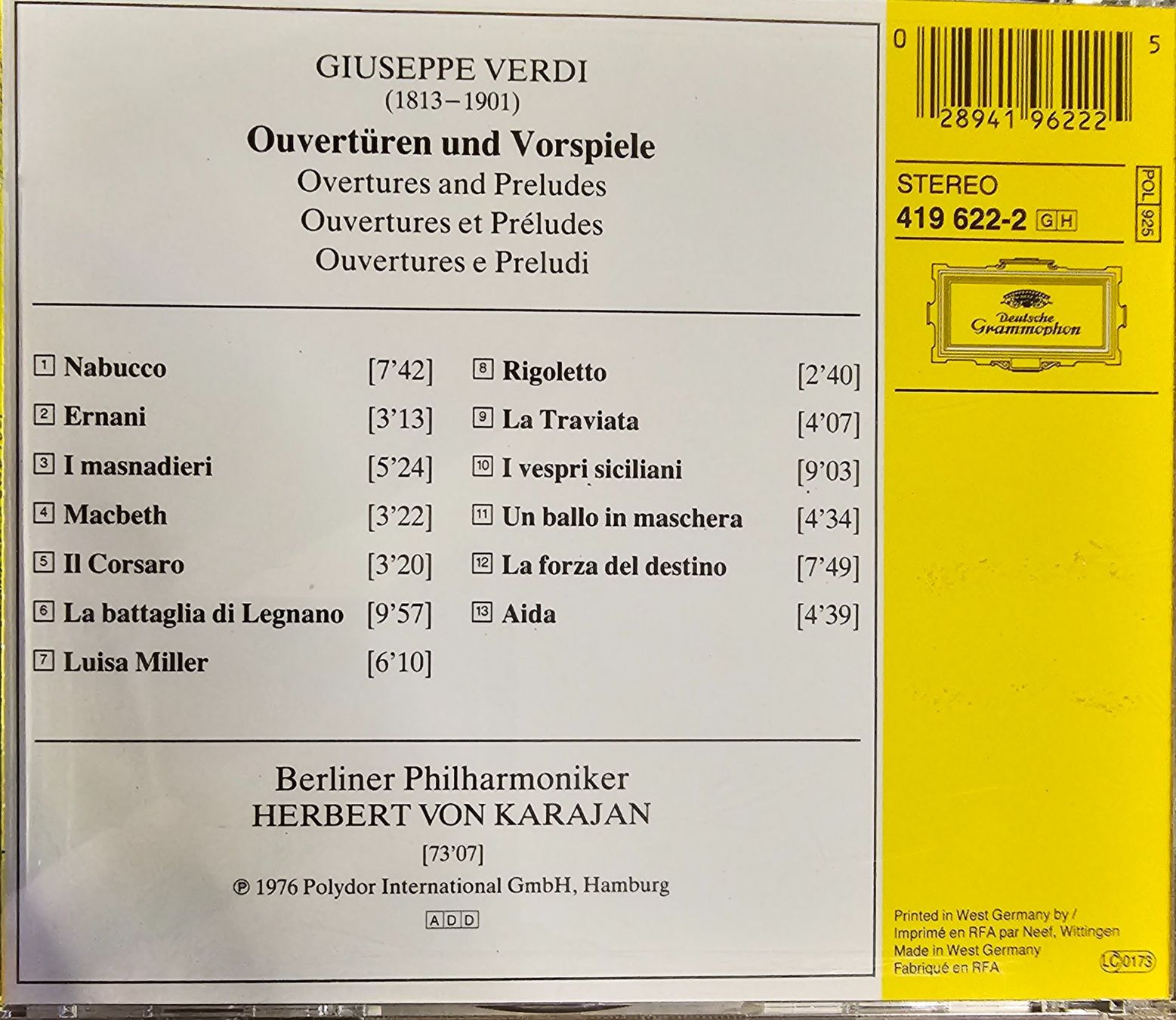 CD: Verdi - Ouvertüren Und Vorspiele – Usato da Wahlen b. Laufen venduto da Cg10 1