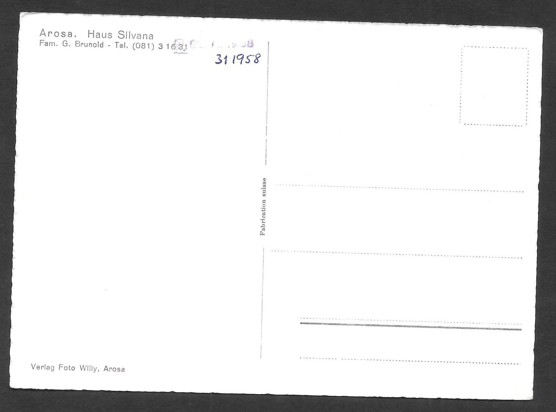 Cartoline postali: Arosa Haus Silvana – Usato da Olten venduto da clotaldi 1