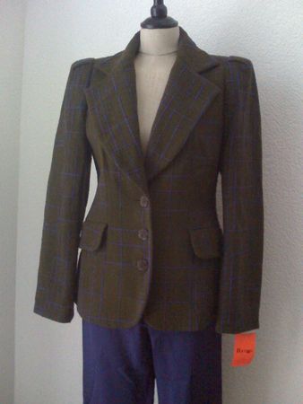 Vintage Christian Lacroix Blazer Bouclé olive violett FR 44