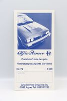 Alfa Romeo Preisliste 1981 Prospekt