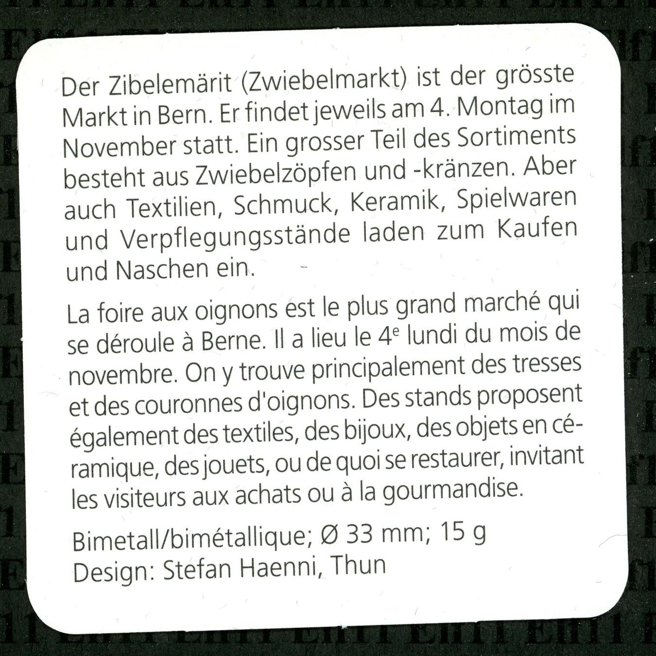 Alle Münzen: CHF__10.00 2011 Zibelemärit PP 10 Franken – Neu und originalverpackt aus Widnau von Elf11 3