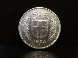 5 Franken Silber 1952 Fünfliber Münze