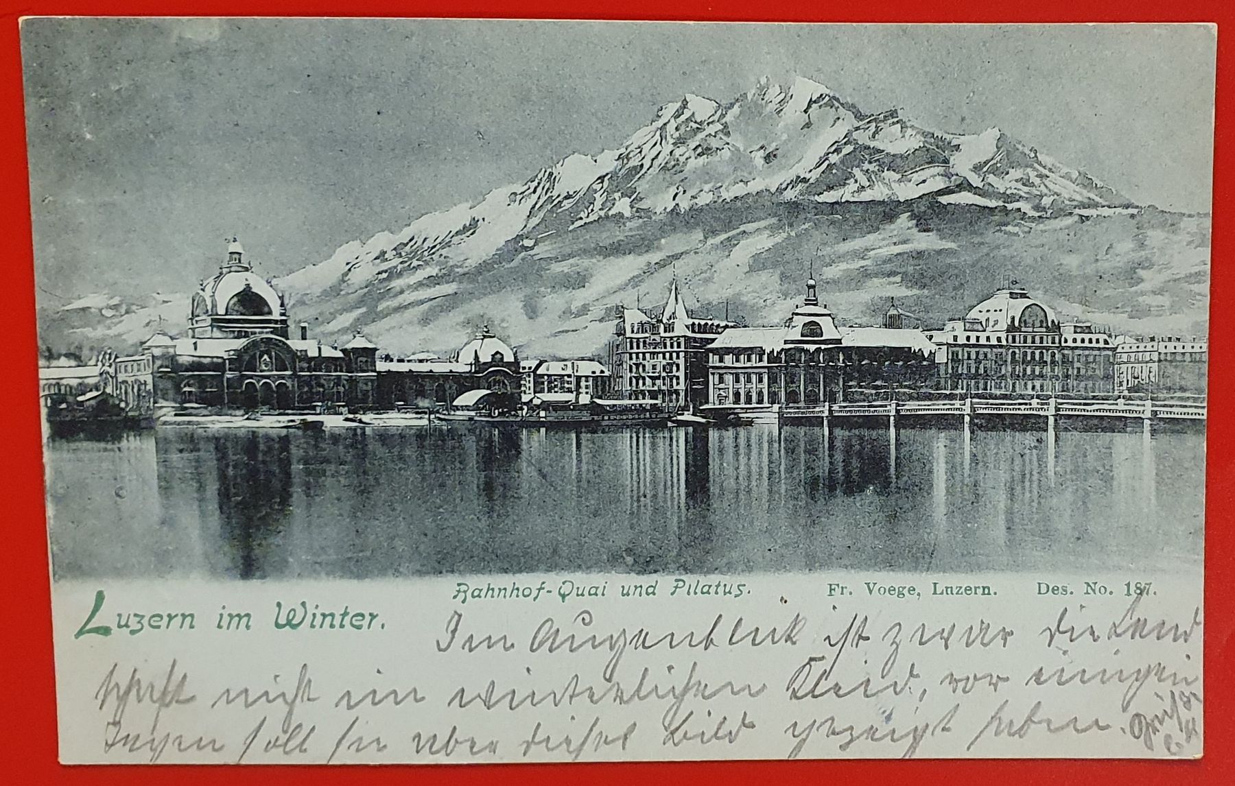 Cartoline postali: Luzern im Winter 1898  mit Bahnpoststempel – Usato da Kreuzlingen venduto da Rschweiz1