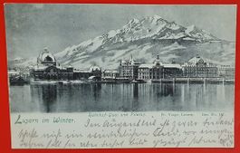 Luzern im Winter 1898  mit Bahnpoststempel