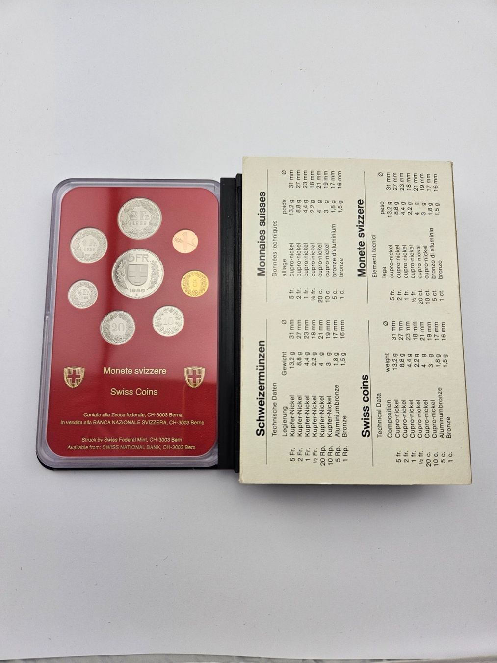 Tutti le monete: Schweizer Münzsatz 1989 Polierte Platte – Nuovo e nell'imballaggio originale da Therwil venduto da Racingr6 1