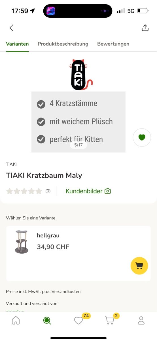 Tiragraffi: Kleiner Kratzbaum von TIAKI Maly – Nuovo e nell'imballaggio originale da Winterthur venduto da ele_58r8 2