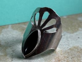 Silberring ONYX Fächer (60)