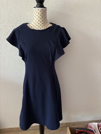 DKNY Navy Dress Ruffle Sleeve like new