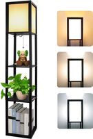 Holz Stehlampe Standleuchte mit Regal und 3 Farbtemperaturen