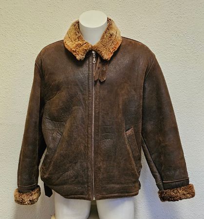Echte Lammfell Bomberjacke aus Schafleder Gr. 52