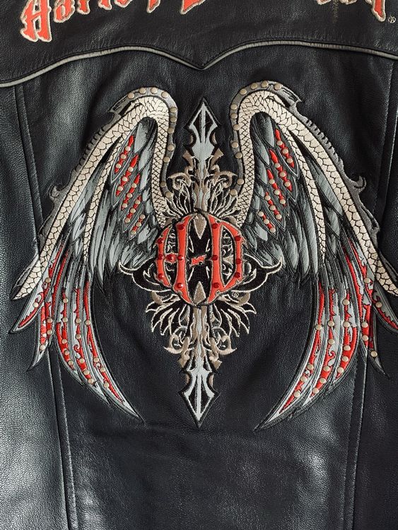 Harley-Davidson Damen Lederjacke Gr. M Stickerei Nieten Top 4