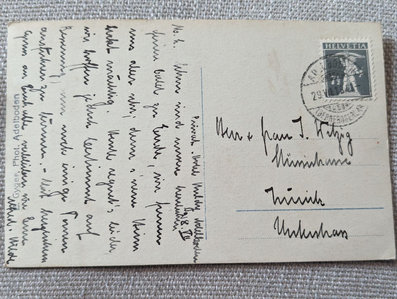 Cartoline postali: Postkarte Adelboden 1918 – Usato da Baden venduto da swiss-alps 1