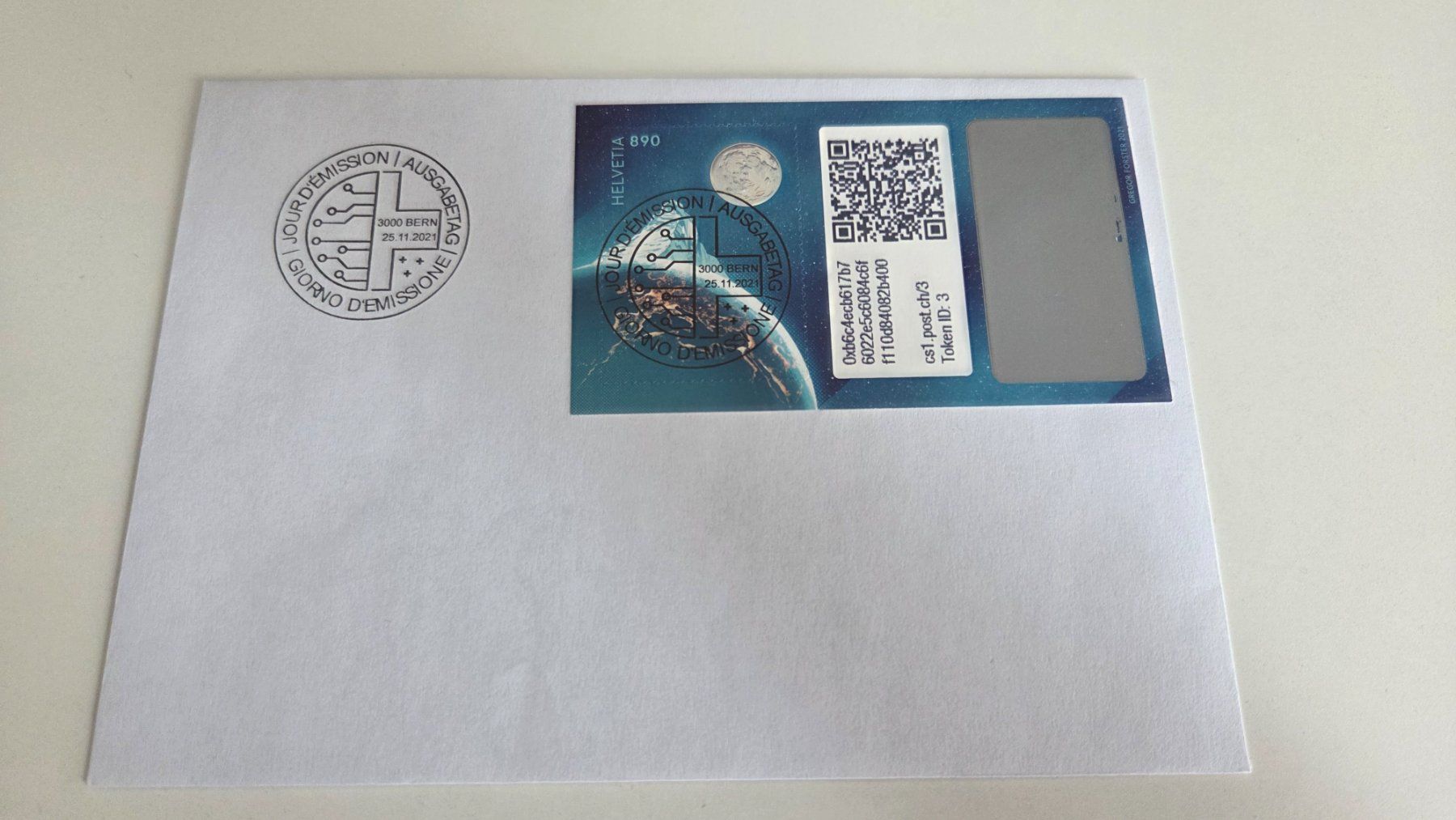 Tutti i francobolli: 2021 Vollstempel FDC Krypto Token ID 3 – Usato da Arni AG venduto da Moth68