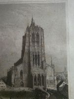 antiker Stich - Das Münster zu Ulm - Ed Mauch - F. Abresch