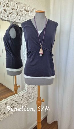 BLAUES SHIRT von BENETTON, WICKELOPTIK Gr.S/M, passt zu NILE