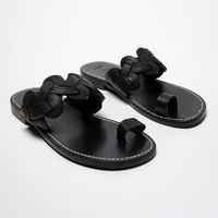 MANGO Leder Zehensandale Sandalen Pantolette Gr.39 (38) NEU