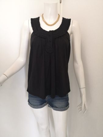 🤩MANGO BABYDOLL-TOP SCHWARZ MIT KNÖPFE & FRU-FRU