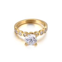 Woman ring gold with zircon from stainless steel