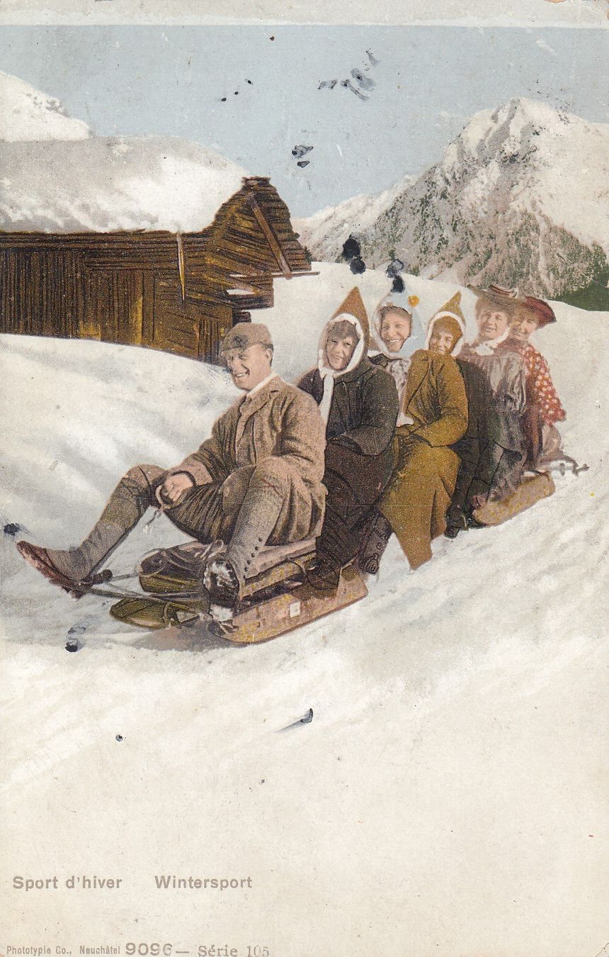 Cartoline postali: St. Moritz   GR    -    Schlittelfahrt      anno  1908 – Usato da Brig venduto da Valcards54