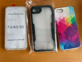 3x iPhone SE 2020 Vollschutz 360 Cases grün 7G 8G bunt klar