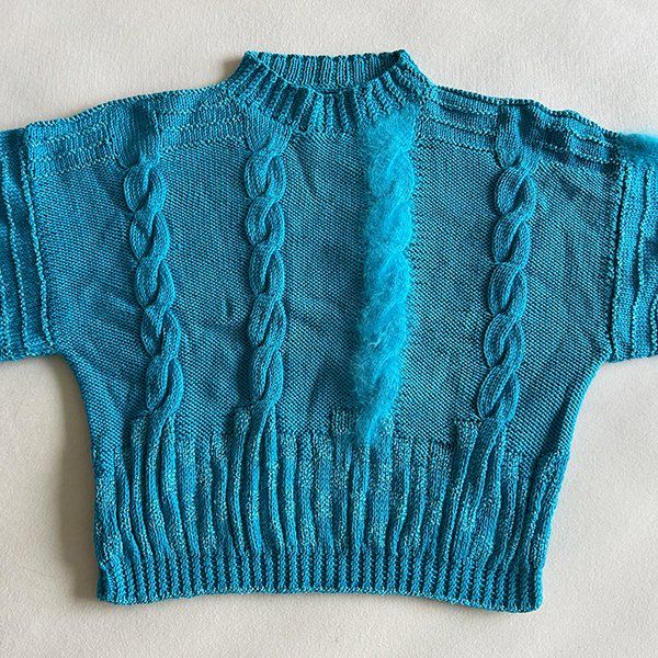 Pullover & Sweatshirts: PETROL | Handgestrickter Pullover S | Strickpulli Zopfmuster – Gebraucht aus Engelburg von Rmueller 5